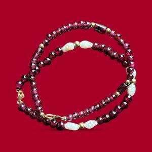 Pearl and Red Bead Bracelet Set